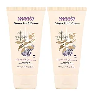 Maate Baby Diaper Rash Cream | Provides Healing Prevent Rashes & Irritation | Enriched with Vetiver Cinnamon and Rosemary Oils | Dermatologically Tested & Vegan | (70 ml - Pack of 2)