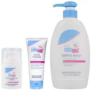 Sebamed Baby Wash Extra Soft 400Ml & Baby Protective Facial Cream (50ml) & Baby Rash Cream 100ml Combo