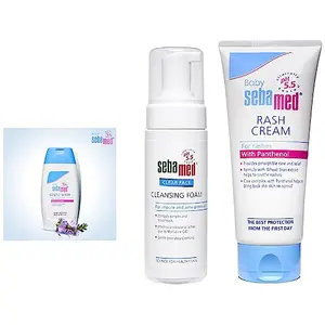 SebaMed Clear Face Cleansing Foam 150ml & Baby Rash Cream 100ml & Baby Gentle Wash