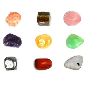 Reiki Crystal Products 9 Planets Tumble Stone Kit for Reiki Healing and Vastu Correction and Increase Creativity Not Dyed Charged by Reiki Grand Master & Vastu Expert