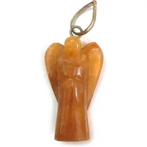 Reiki Crystal Products Natural Indian Citrine Angel Stone Pendants Natural Angel Stone Pendant Reiki Healing Gemstone Pendants for Unisex