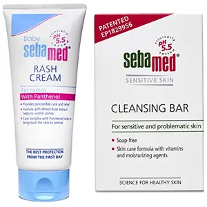 Sebamed Baby Rash Cream 100ml & Cleansing Bar Soap-Free for Normal to Oily Skin 100gm