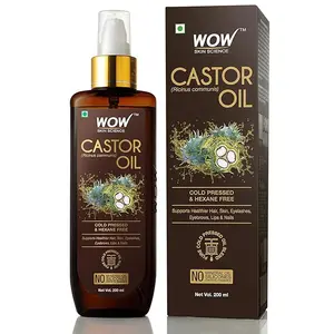 Wow Skin Science 100% Pure Castor Oil - Cold Pressed - For Stronger Hair, Skin & Nails - No Mineral Oil & Silicones, 200 Ml