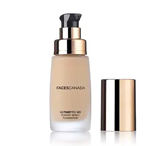 Faces Canada HD Runway Ready Foundation Red Orange Extract & Gold particles High Coverage Oil-Free Flawless Radiance Vegan & Cruelty Free Paraben Free Beige 03 (Beige) 1.01 Fl Oz