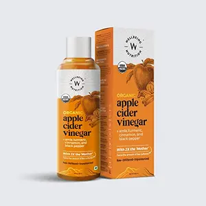 Wellbeing Nutrition USDA Organic Himalayan Apple Cider Vinegar (2X Mother) with Amla (Vitamin C for Immunity) Turmeric Cinnamon & Black Pepper | Raw Unfiltered Unpasteurized - 500ml_AB