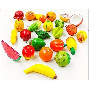 karru Krafft Terracotta 24 Pieces Fruit Set for Children Toy Indian Toy