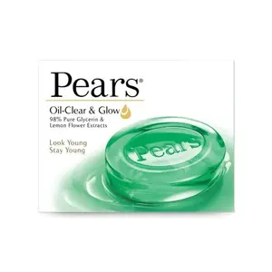 Pears Oil-Clear & Glow Soap - 98% Pure Glycerin & Lemon Flower Extracts - 75 g (Pack of 3)
