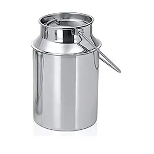 Stainless Steel Milk Can Oil Can Milk Barni Ghee Storage Can Silver Stainless Steel Milk Storage Can with Lid (1 Liter) Pack of 1 Pcs