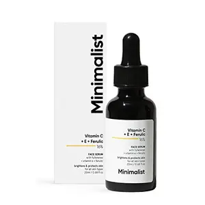 Minimalist 16% Vitamin C Face Serum (Advanced) With Vit E & Ferulic Acid For Glowing Skin | Advanced Brightening Formula With Power of Vit C & E Ferulic Acid & Fullerenes
