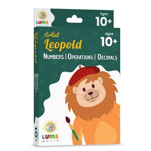 Luma World Artist Leopold Educational Game-Based Math Flash Cards with Magic Glass to View Hidden Answers for Ages 10+ Years to Learn 5th Grade Numbers Decimals and Integers Set of 50 Cards