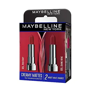 Maybelline New york creamy mattes lipstick combo pack (Rich Rubby and Divine Wine)