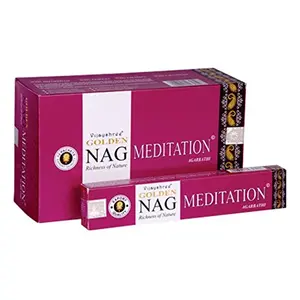 Vijayshree Golden Meditation Agarbathi Incense Sticks - 15gm each-12 Packet