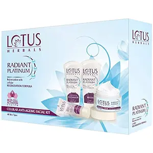 Lotus Facial Kit For Women Lotus Radiant Platinum Anti-Ageing Facial Kit with 4 easy steps 170g (Multiple Use)(PACK OF 2)