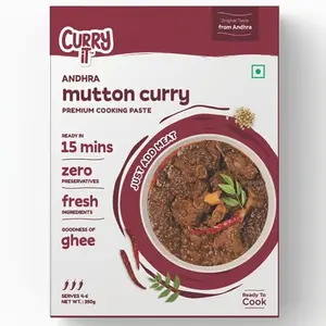 CURRYiT Instant Andhra Mutton Curry Paste | Just Add Lamb Chicken Fish | Ready in 15-30 Mins | Serves 6 | Made with Ghee | No Preservatives | Ready To Cook Indian Cooking Sauce | 8.8 oz