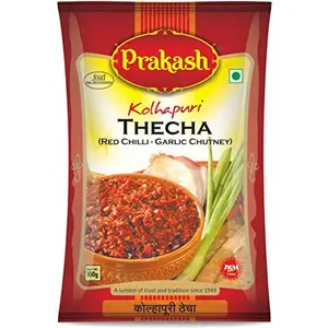 Prakash Kolhapuri Thecha (Red Chilli- Garlic Chutney) 100 Grams(gm) (PACK OF 5)