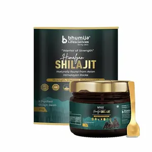Bhumija Lifescinces Shilajit Resin 20gm - For Improved Endurance, Immunity, and Stamina (Pack of 1)