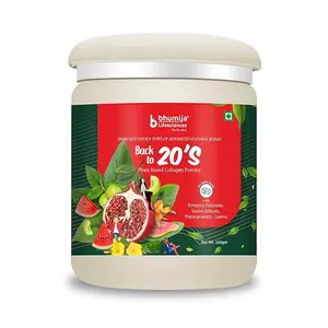 Bhumija Lifesciences Back to 20's Plant Based Collagen Powder (200gm) | With Evening Primrose, Seabuckthorn, Pomegranate, Guava (Pack of 1)