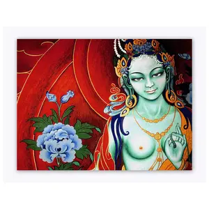 THANGKA PAINTING Thangka Canvas Painting | Tara Goddess | Buddhism Art| Traditional Art Painting for Home dcor|Size - 13X10 Inches.h498