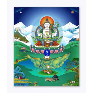 THANGKA PAINTING Wall Posters | Thangka Art Posters | Traditional Poster | Bedroom | Living Room | Hall | Laminated | Tearproof |Size-61X50 cms.B333
