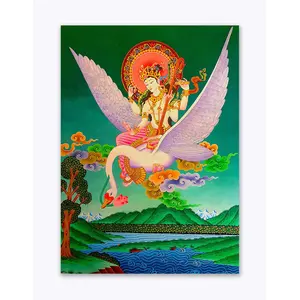 THANGKA PAINTING Thangka Canvas Painting | Maa Saraswati | Buddhism Art| Traditional Art Painting for Home dcor|Size - 13X10 Inches.h492