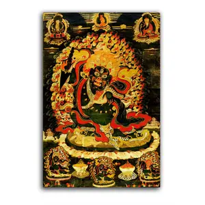 THANGKA PAINTING Thangka Canvas Painting | Vajrabhairava | Buddhism Art| Traditional Art painting for Home dcor|Size - 24X16 Inches.h324