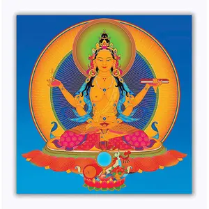 THANGKA PAINTING Wall Poster | Thangka Art Poster | Traditional Poster | Bedroom | Hall | Hotel | Living Room | Study | Kitchen | Size - 45 X 45 cms | JT