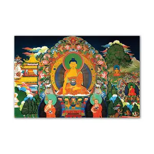 THANGKA PAINTING Thangka Canvas Painting|A View of Buddha's Life|Buddhism Art|Size-13X9 Inches.h405