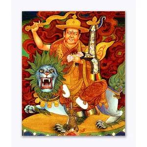 THANGKA PAINTING Thangka Canvas Painting | Traditional Art of Dorje Shugden | Tribal Art| Traditional Art Painting for Home dcor|Size - 13X11 Inches.h452
