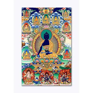 THANGKA PAINTING Wall Poster | Thangka Art | Tribal Art |Traditional | Bedroom | Living Room | Hotel | Hall | Laminated | Tearproof | Size - 92 X 61 cms | KQ