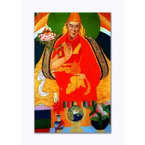 THANGKA PAINTING Thangka Canvas Painting | Dorje Shugden with Flower | Buddhism Art| Traditional Art Painting for Home dcor|Size - 13X9 Inches.h521