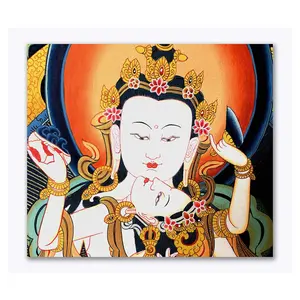 THANGKA PAINTING Thangka Canvas Painting | Vajrasattva with Consort Brocade | Tribal Art| Traditional Art Painting for Home dcor|Size - 13X11 Inches.h504