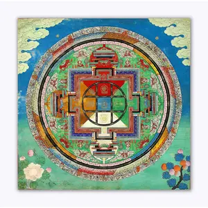 THANGKA PAINTING Thangka Canvas Painting | Lord Vajrabhairava | Buddhism Art | Traditional Art Painting for Home dcor|Size - 13X13 Inches.h295
