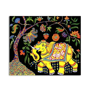 THANGKA PAINTING Madhubani Art Canvas Painting|Colorful Elephant|Art|Size-13X11 Inches.b270