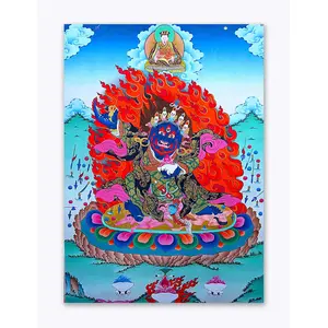THANGKA PAINTING Wall Sticker | Thangka Art Sticker | Traditional Sticker | Bedroom | Living Room | Hall | Self Adhesive | Multicolor |Size-68X92 cms.a2397