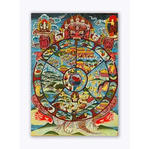 THANGKA PAINTING Wall Posters | Thangka Art Posters | Traditional Poster | Bedroom | Living Room | Hall | Laminated | Tearproof |Size-92X69 cms.B302