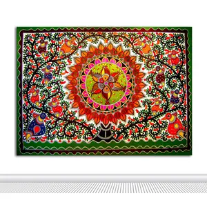 THANGKA PAINTING Madhubani Art Canvas Painting|The Madhubani Colors|Art|Size-36X27 Inches.b381