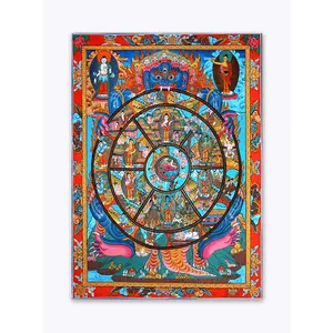 THANGKA PAINTING Wall Posters | Thangka Art Posters | Traditional Poster | Bedroom | Living Room | Hall | Laminated | Tearproof |Size-61X45 cms.B313