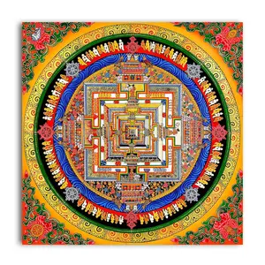 THANGKA PAINTING Mandala Art Canvas Painting | Kalachakra Mandala | Traditional Art Unframed painting for Home dcor|size - 36X36 Inches.p74