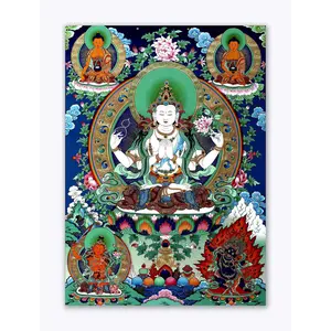 THANGKA PAINTING Wall Posters | Thangka Art Posters | Traditional Poster | Bedroom | Living Room | Hall | Laminated | Tearproof |Size-61X45 cms.B297