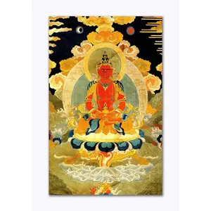 THANGKA PAINTING Thangka Canvas Painting | Buddha in Heaven | Buddhism Art| Traditional Art Painting for Home dcor|Size - 13X9 Inches.h434