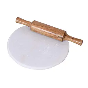 TDS White Marble Roti Maker with Wooden( White Marble Chakla with Belan)