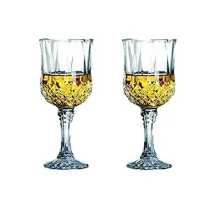 JNSM Wine Glasses/Crystal Clear Champagne Wine Glasses with Diamond Cuts for Any Occasion (220ml Set of 2)