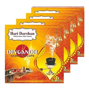 Hari Darshan Sambrani Cups | Pure Natural with Non-Toxic & Non-Charcoal - Pack of 4 48 Cups