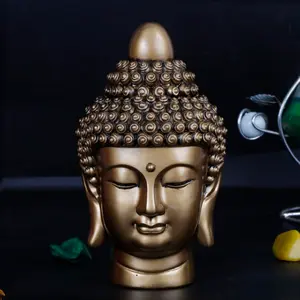 BUDDHA TIBETAN RELIGIOUS GOODS Cold Cast Bronze Buddha Head Showpiece Figurine Sculpture for Home Decoration 6 Inch