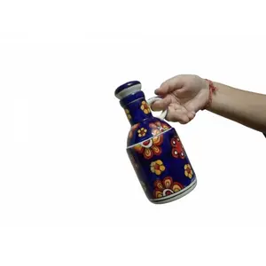 JAIPUR BLUE POTTERY Oil Dispenser 500ml | Ceramic Oil Container | Oil Bottle for Kitchen 500ml | Ceramic Oil Dispenser for Kitchen | | Kitchen Accessories Items | Cooking Oil Kitchen Storage