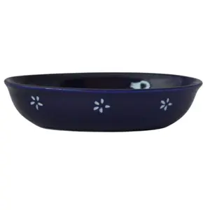 JAIPUR BLUE POTTERY Ceramic Pasta Bowl in Handmade Blue Ceramic Pottery | Salad Bowl Hand Painted for Dinning Table/Kitchen Purple