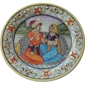 RAJASTHANI MARBLE HANDICRAFTS Raja Rani Stoneware Decorative Platter