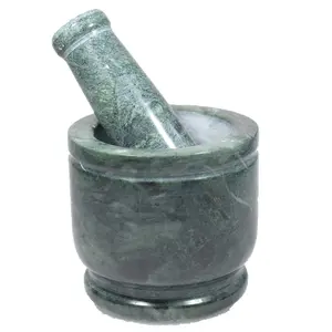 RAJASTHANI PUPPETS Green Marble Imam Dasta/Mortar and Pestle Set/Ohkli Musal/Kharal/Idi Kallu/Khal Musal/Khalbatta/Spice Grinder-5 Inches