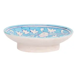 JAIPUR BLUE POTTERY Ceramic Unique Handmade Decorative Soap Dish (13 cm x 10 cm x 3 cm ABAPJ22)