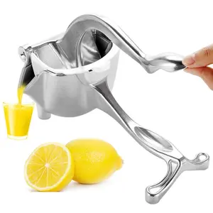 RAJASTHANI PUPPETS Kitchen Heavy Duty Single Press Lemon Squeezer Aluminum and Steel Lime Orange Hand Squeezer (Silver)